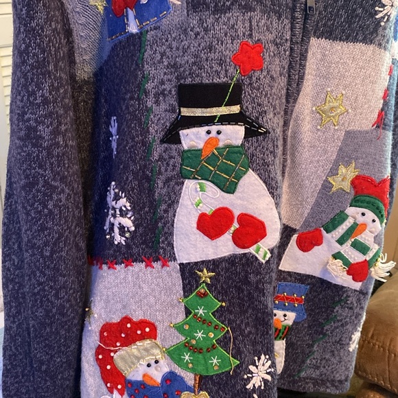 Embellished Holiday Zip-Front Sweater - Picture 5 of 7